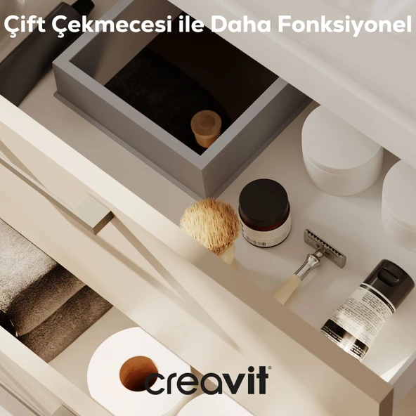 D20 80 Cm İki Çekmeceli Lav. Dolabı Dafne Melamin (Demonte) - Resim 3