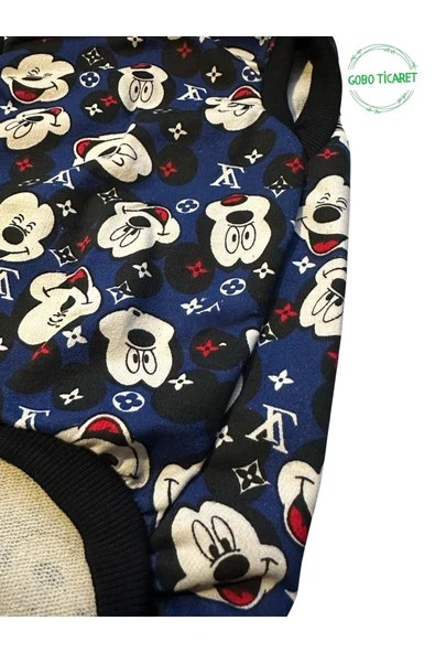 Goboticaret Mavi Mouse Desenli Kedi Köpek Kıyafeti Elbisesi Siyah Kollu - Resim 3