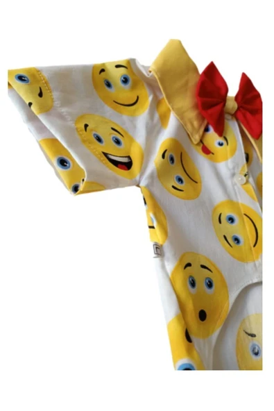 Gobo Emoji Desenli Papyonlu Beyaz Kedi Köpek Kıyafeti Elbisesi Large/l/beden 3 - Resim 3