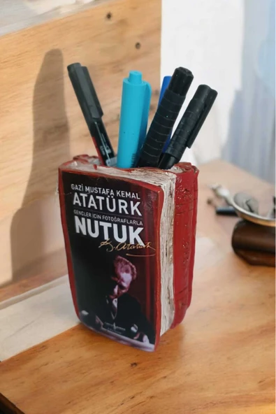 Gobo Atatürk'ün Nutuk Kitabı Şeklinde Kalemlik 10 x 8 cm - Resim 3