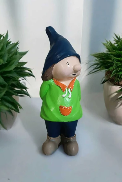 Gobo Dekoratif Bahçe ve Balkon Cüceleri Farklı Renklerde Seramik Tozu El Boyaması (24 x 10 cm) 1 Adet - Resim 2