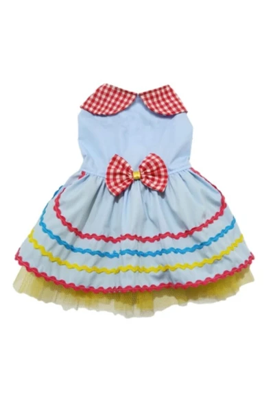 Gobo Rengarenk Festival Temalı Papyonlu Tüllü Kedi Köpek Kıyafeti Elbisesi Xsmall/xs/beden 0 - Resim 6