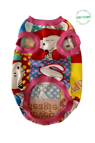 Gobo Snoopy Desenli Pembe Kollu Kedi Köpek Kıyafeti Elbisesi Large/L/Beden 3 ürün görseli 1