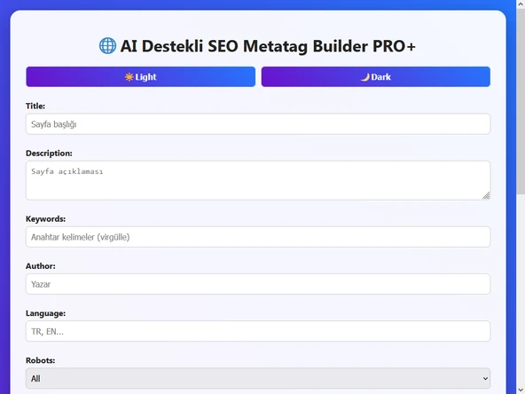 AI Destekli SEO Metatag Builder PRO+