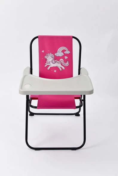 EXENT 2–6 Yaş, Katlanabilir Çocuk Sandalyesi ve Masası Tak-Çıkar Masa-Rainbow Unicorn-PEMBE - 2