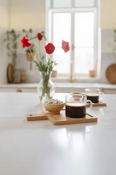 Bambum Lona – 18 Parça Bambu Kahve Sunum Seti  Doğal Şıklıkla Sunumun - Resim 8