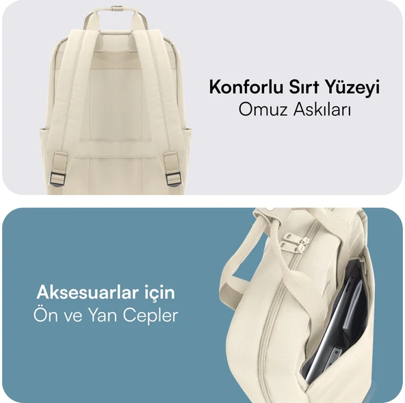 MCE-1524 15.6" Nova Eco Notebook Sırt Çantası Latte - Resim 3