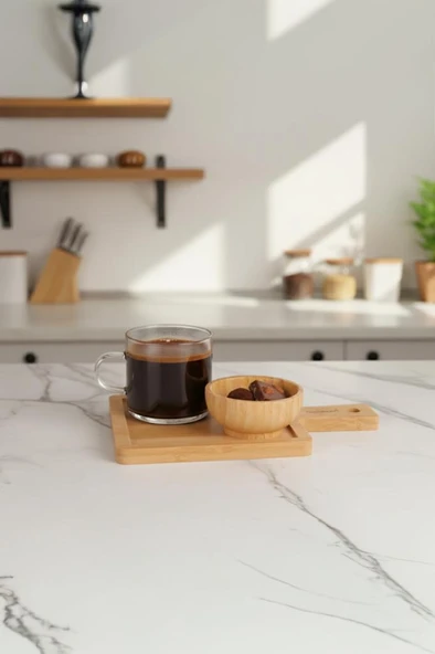 Bambum Lona – 18 Parça Bambu Kahve Sunum Seti  Doğal Şıklıkla Sunumun - Resim 6