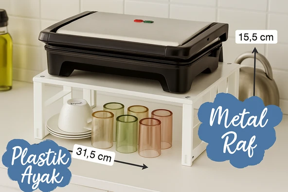 Metal Dolap İçi Raf,  Bardak, Baharat, Tabak Düzenleyici Organizer, Alan Tasarrufu ürün görseli