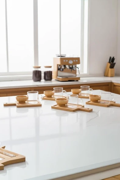 Bambum Lona – 18 Parça Bambu Kahve Sunum Seti  Doğal Şıklıkla Sunumun - Resim 5