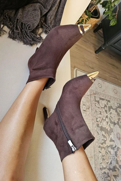 OPS 10 1139 Topukla Kadın Ince Topuklu Fermuarlı Bot - Resim 11