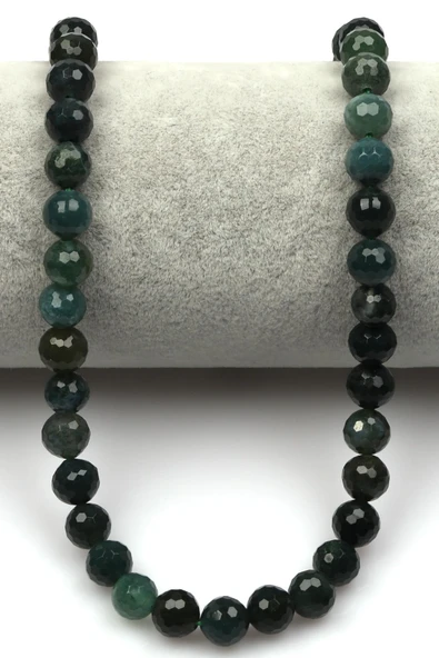 Yeşil Akik (A Kalite) Doğaltaş Dizi 8 mm Fasetli Küre Kesim - Resim 2