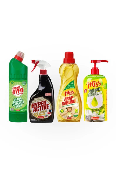 Hyper + Miss Temizlik Paketi (Çamaşır Suyu, Yağ Çözücü, Arap Sabunu, Bulaşık Deterjanı) - 2