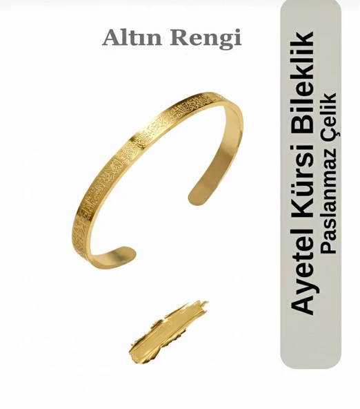 Ayetel Kürsi Bileklik Koruyucu Dua Yazılı Paslanmaz Çelik Bileklik Ayarlanabilir Unisex Model - Resim 8