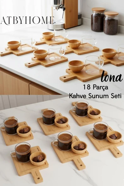 Bambum Lona – 18 Parça Bambu Kahve Sunum Seti  Doğal Şıklıkla Sunumun ürün görseli