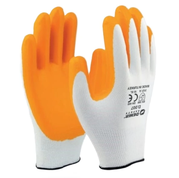 Demir Nitril Eldiven Sarı Beyaz D007 10 No ürün görseli