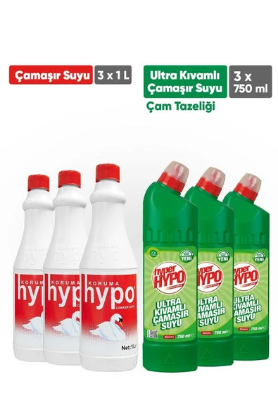 Hypo Çamaşır Suyu 1000 Ml + Çamaşır Suyu Çam Tazeliği 750 Ml