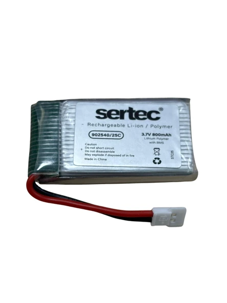 Sertec / 902540 / 3.7V - 800mAh - 25C BEYAZ SOKET ürün görseli 1