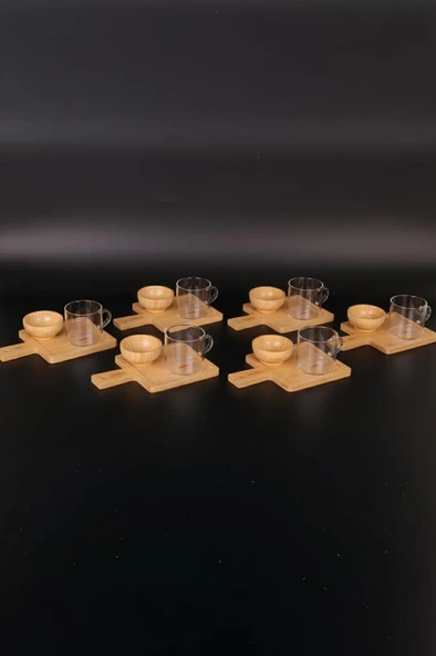 Bambum Lona – 18 Parça Bambu Kahve Sunum Seti  Doğal Şıklıkla Sunumun - Resim 4