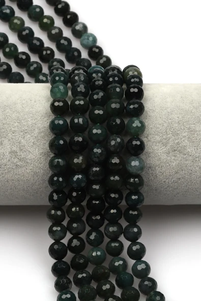 Yeşil Akik (A Kalite) Doğaltaş Dizi 8 mm Fasetli Küre Kesim ürün görseli