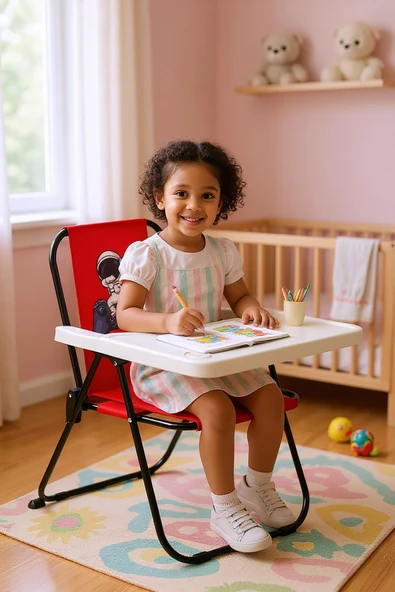 EXENT 2–6 Yaş, Katlanabilir Çocuk Sandalyesi ve Masası Tak-Çıkar Masa-Game Astro-KIRMIZI ürün görseli