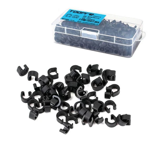 Bisiklet Kablo/Hortum Klipsi - TOOPRE, C-Klips, Plastik, 500'lü Bisiklet Kablo Kelepçesi - Resim 2
