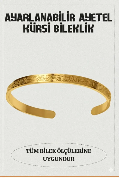 Ayetel Kürsi Bileklik Koruyucu Dua Yazılı Paslanmaz Çelik Bileklik Ayarlanabilir Unisex Model - Resim 7