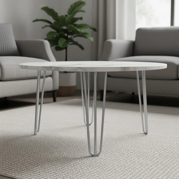 Martı 71 cm Krom Gümüş 4’lü Set Metal Masa ve Sehpa Ayağı Sağlam Mobilya Yükseltici Destek Modeli - Resim 5