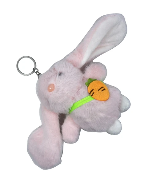 Sevimli Pembe Tavşan Büyük Kulak Peluş Anahtarlık - Resim 5