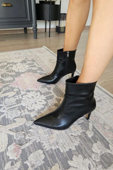 OPS 10 1137 Topukla Kadın İnce Topuklu Sivri Burun Fermuarlı Bot - Resim 5