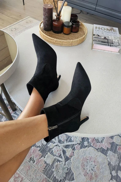 OPS 10 1137 Topukla Kadın İnce Topuklu Sivri Burun Fermuarlı Bot - Resim 10