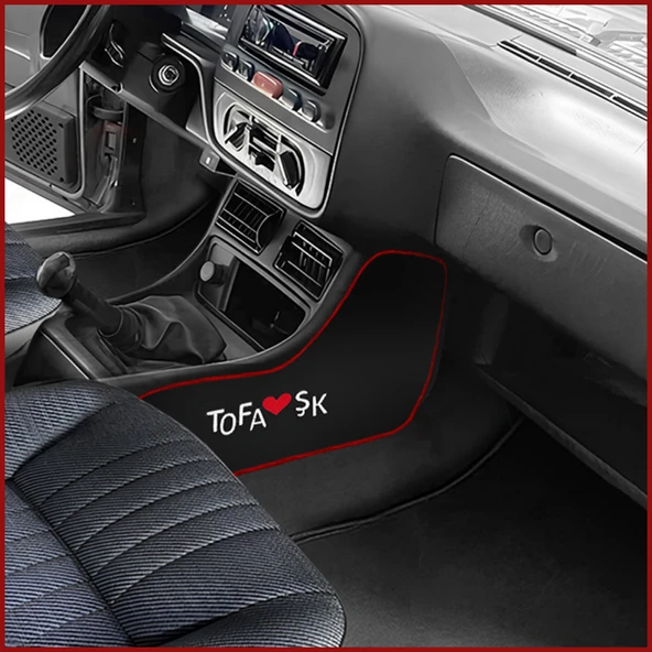 Tofaş Şahin Doğan Kartal Torpido Vites Orta Konsol Yan Koruma Halısı - Nakış İşlemeli Kumaş Kaplama - Resim 4