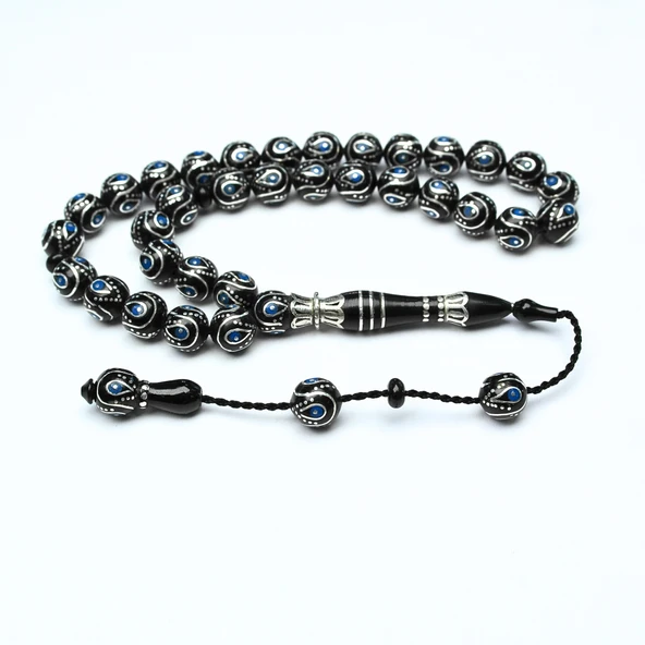 Damla İçi Damla Küre Model Sistemli Oltu Taşı Tespih ürün görseli 1