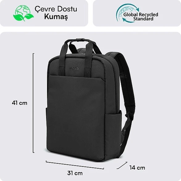 Mack Mce-1521 15.6" Nova Eco Laptop Sırt Çantası Siyah - Resim 6