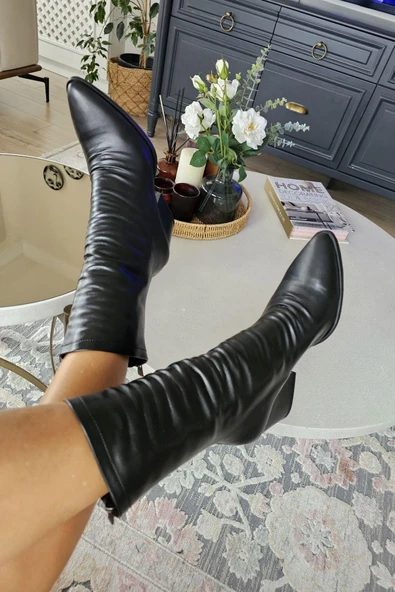 0PS 019 201 Topukla Kadın Kalın Topuklu Yarım Çizme - Resim 10