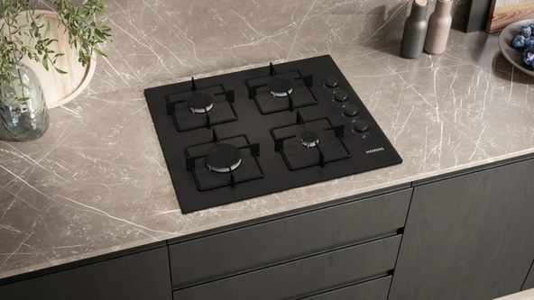 Siemens EO6C6PP30L iQ300 Gazlı Ocak 60 cm Sert cam, Siyah - Resim 4