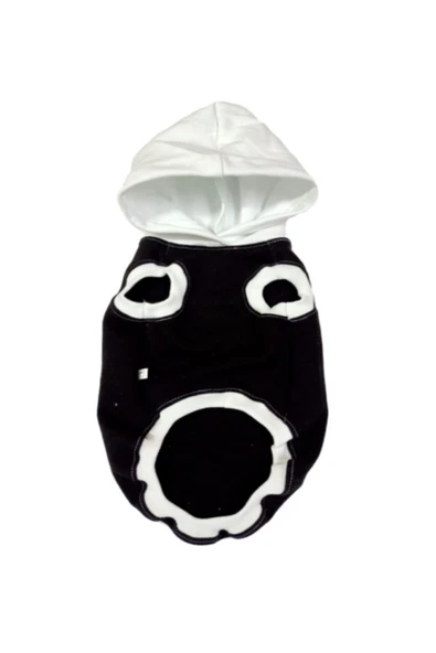 Gobo Siyah Beyaz Kapüşonlu Kedi Köpek Kıyafeti Elbisesi Medium/m/beden 2 ürün görseli 1