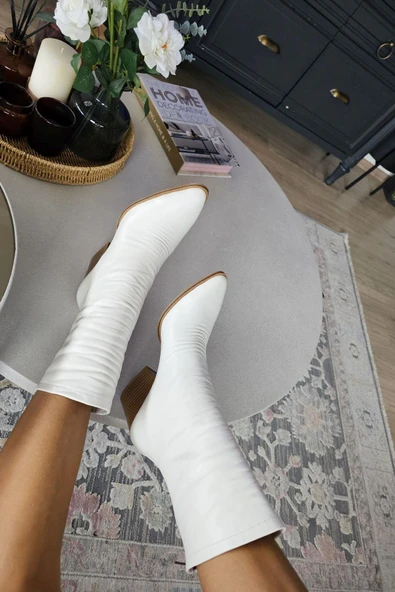 0PS 019 201 Topukla Kadın Kalın Topuklu Yarım Çizme - Resim 11