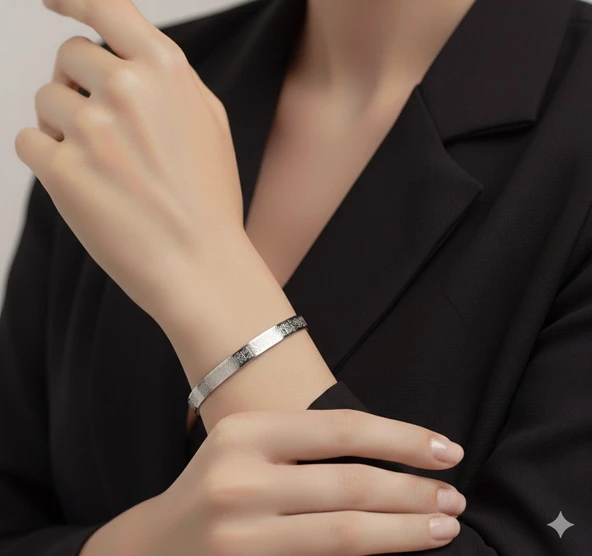 Ayetel Kürsi Bileklik Koruyucu Dua Yazılı Paslanmaz Çelik Bileklik Ayarlanabilir Unisex Model ürün görseli