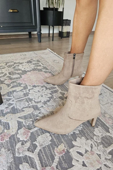 OPS 10 1137 Topukla Kadın İnce Topuklu Sivri Burun Fermuarlı Bot - Resim 7