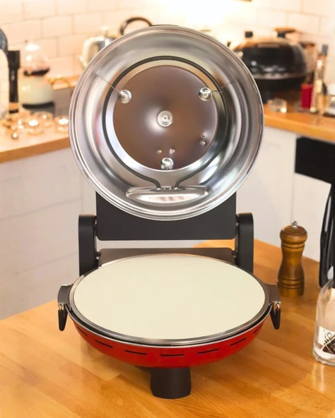 Dr.Maya Pro+ Çok Amaçlı Elektrikli Taş Fırın Tandır ve Ekmek Yapma Makinesi Kırmızı - Pizza Lahmacun Ekmek - Resim 2