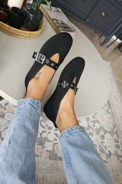 OPS 075 01 Topukla Kadın Deri Toka Detaylı Babet - Resim 7