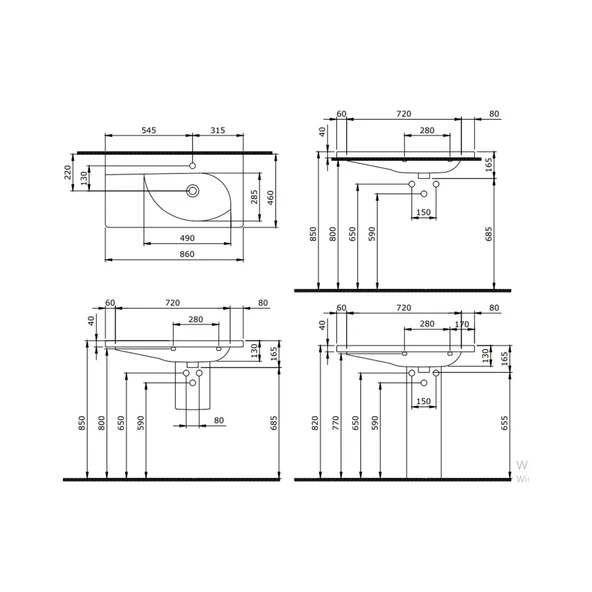 Bocchi Taormina Arch Etajerli Lavabo 86 cm Beyaz 1020-001-0126 - Resim 2