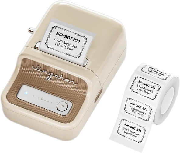 Niimbot B21 Pro Bluetooth Taşınabilir Termal Etiket Yazıcı - Krem (300DPI) - Resim 2
