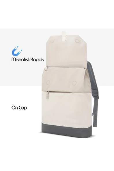 MCE-1305 14.1" ZEN Eco Günlük Sırt Çantası Bej - Resim 5