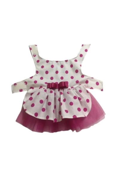 Gobo Fuşya Fiyonklu Puantiyeli Kedi Köpek Kıyafeti Elbisesi Xxlarge/xxl/beden 5 ürün görseli 1