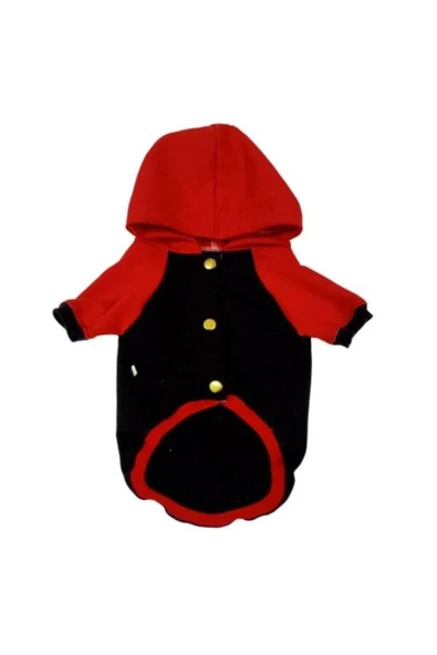 Gobo Kırmızı Siyah Çıtçıtlı Kapüşonlu Kedi Köpek Kıyafeti Elbisesi Xlarge/xl/beden 4 ürün görseli 1