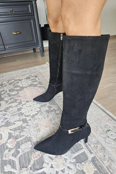 OPS 10 1138 Topukla Kadın 8 cm İnce Topuklu Fermuarlı Çizme - Resim 6