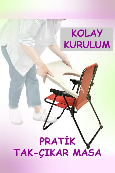 EXENT 2–6 Yaş, Katlanabilir Çocuk Sandalyesi ve Masası Tak-Çıkar Masa-Baby Dinazor-KIRMIZI - Resim 6