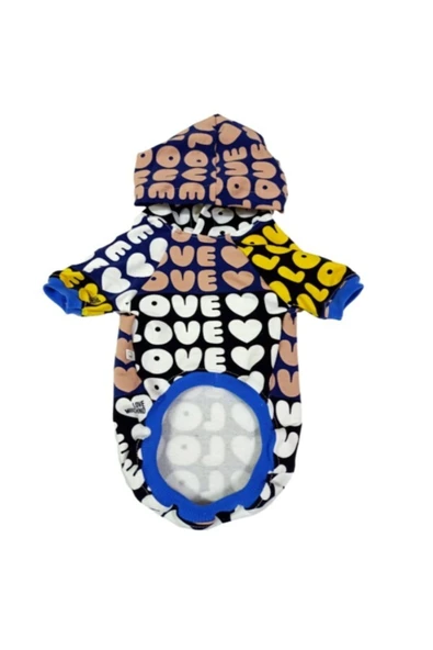 Gobo Kapüşonlu Love Desenli Kedi Köpek Kıyafeti Elbisesi Xxlarge/xxl/beden 5 ürün görseli 1